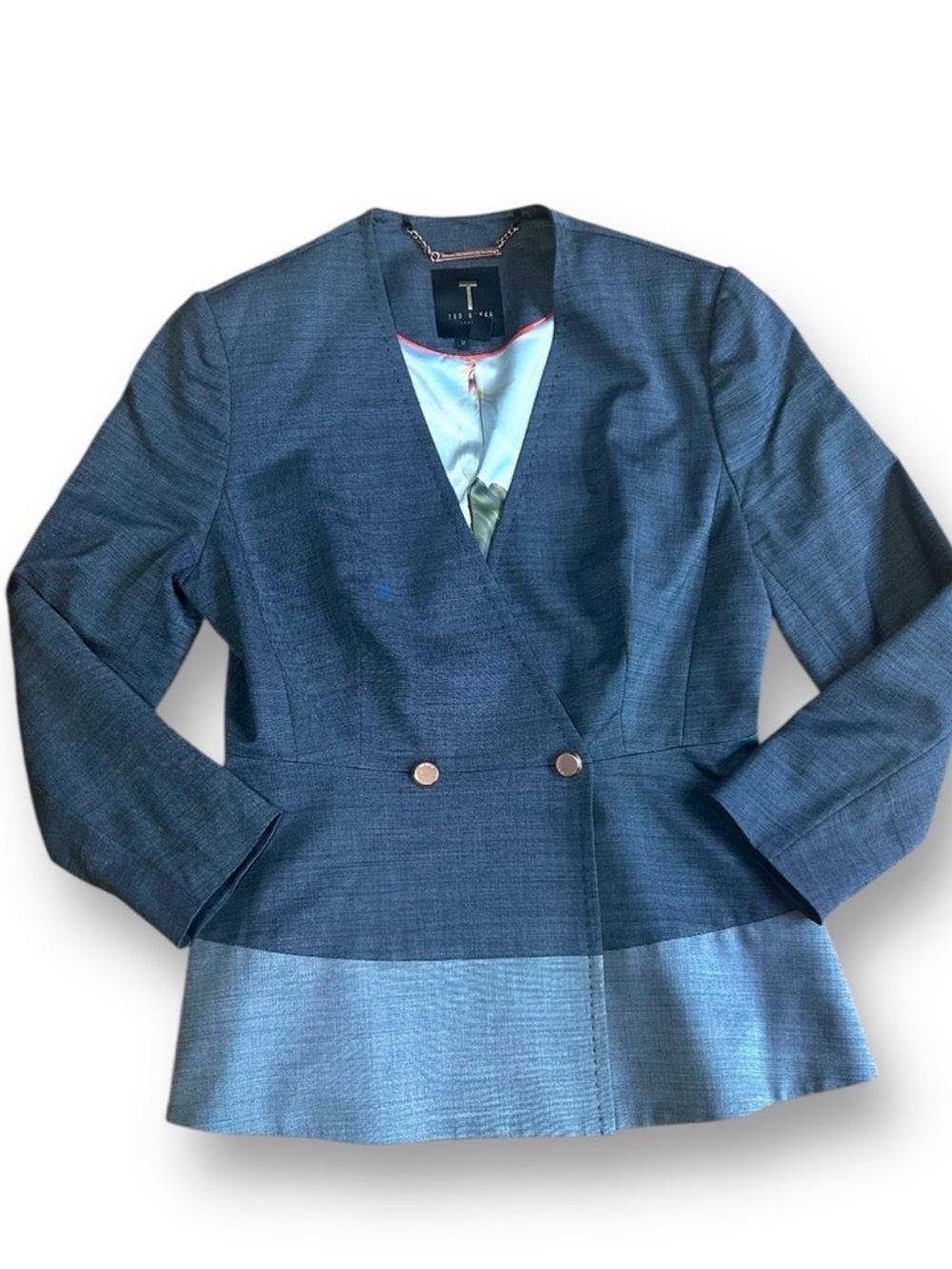 Ted Baker Women's Blazer Two
Tone Gray Size 4 Business Casual